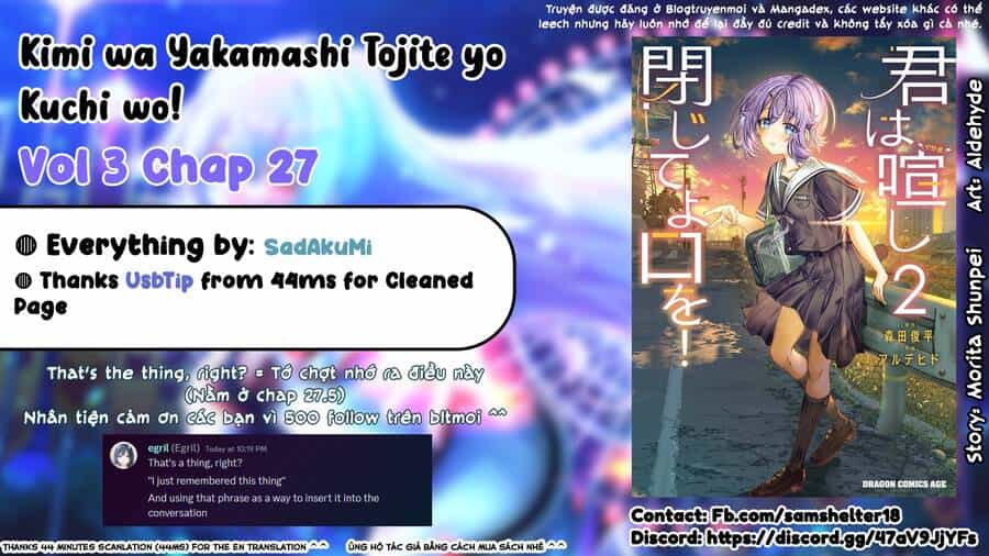 Kimi Wa Yakamashi Tojite Yo Kuchi Wo! - Chương 27 - ảnh 1